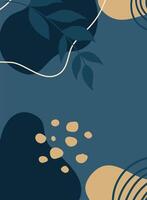 illustration of an abstract background, Abstract background with leaves and spots. deep navy background illustration for your design. vector
