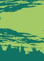 abstract grunge background illustration, Green grunge background with windmill and trees vector