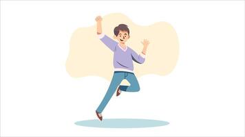 Happy Young Man Jumping with Joy Flat Illustration vector