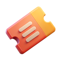3d render of a ticket icon isolated on transparent background png