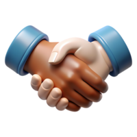 3d render of diverse hands shaking isolated on transparent background png