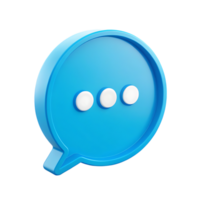 3d blue speech bubble icon with three dots isolated on transparent background png