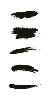 Set of hand-drawn dry ink brush strokes in black color for creative art, grunge texture, abstract lines, sketchy elements, and background design projects