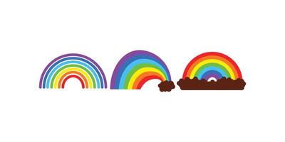 cheerful collection of rainbow icons in colorful arcs representing joy, diversity, weather, pride, nature, and positivity for creative designs and illustrations vector