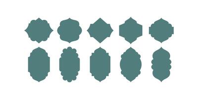 decorative set of Islamic shape silhouette borders with colored outlines, elegant Arabic frames, luxury design elements, and traditional text box ornamentation for cultural themes vector