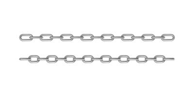 Chrome steel metal chain design featuring heavy-duty linked structure ideal for industrial themes, strength concepts, and mechanical illustrations vector