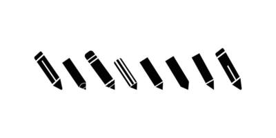 minimal set of pencil line icons showing drawing tools, sketching supplies, and writing utensils for design, education, and artistic creativity in a clean linear style vector