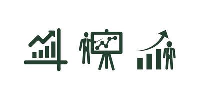 Professional collection of business growth chart icons showcasing statistical graphs, upward trends, and success analytics for financial reports and marketing presentations vector