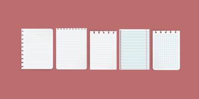 Realistic blank paper sheets in various formats illustration. Empty white document templates, clean stationery mockup for office, corporate, business presentation vector