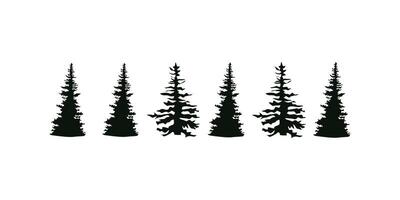 diverse set of tree silhouettes in various shapes and types, including deciduous and evergreen forms, isolated on a white background for natural, botanical, and landscape design vector