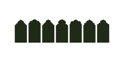 Islamic shapes featuring traditional mosque doors, arabesque patterns, decorative arch frames, and religious architectural elements in Islamic design style vector