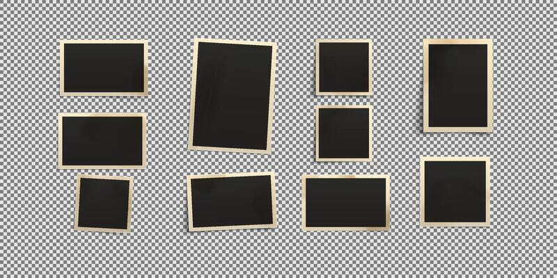set of vintage-style photo collage album pages with aged textures, frames, and decorative elements perfect for nostalgia and retro-themed design