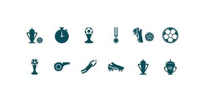 Professional football and soccer collection featuring players, sports icons, game symbols, silhouette illustrations, and dynamic graphic design elements for creative projects vector