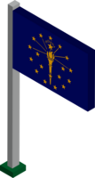 Indiana US state flag in Isometric dimension. png