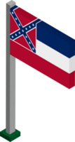 Mississippi US state flag in Isometric dimension. png