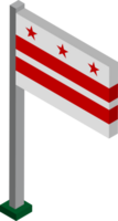 District of Columbia US state flag in Isometric dimension. png