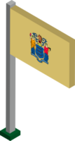 New Jersey US state flag in Isometric dimension. png