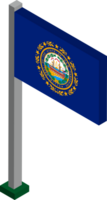 New Hampshire US state flag in Isometric dimension. png