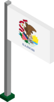 Illinois US state flag in Isometric dimension. png