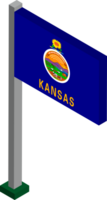 Kansas US state flag in Isometric dimension. png