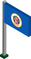 Minnesota US state flag in Isometric dimension. png