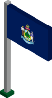 Maine US state flag in Isometric dimension. png