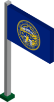 Nebraska US state flag in Isometric dimension. png