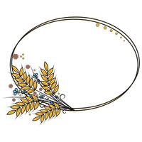 Botanical autumn frame made of wheat ears vector