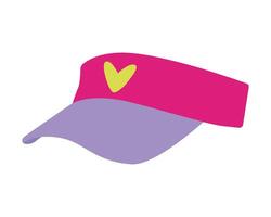 Colorful Heart Embellished Visor Cap Illustration. The vibrant colors and playful design make it perfect for fashion and summer themes. vector