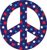 Peace sign with red white blue overlapping stars pattern vector