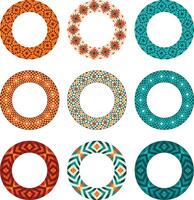 southwestern geometric pattern circle frames vector