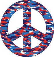 Peace sign with red white blue camouflage pattern vector