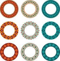 native american inspired geometric pattern circle frames vector