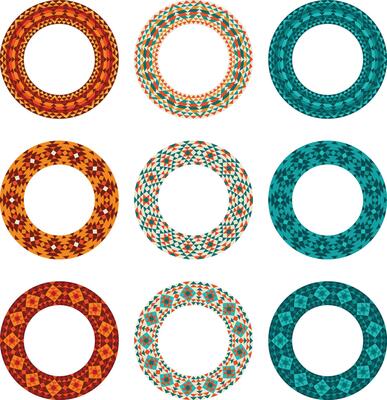 native american inspired geometric pattern circle frames