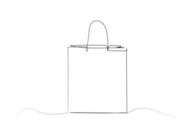 continuous one line drawing of shopping bag. vector