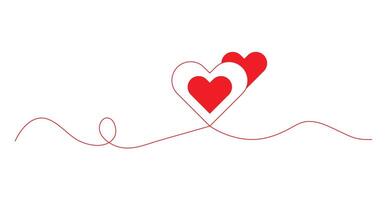 One continuous drawing of heart and color shape love sign, mother day greeting invitation graphic design. vector