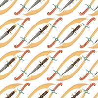 Pattern of swords and curved blades vector