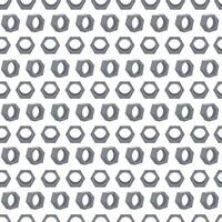 Seamless pattern with hand-drawn hex nuts in black outline style. Ideal for DIY-themed textile prints, coloring pages, or mechanical design elements. vector