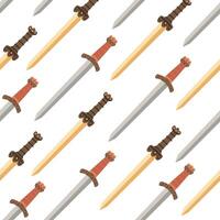 Diagonal seamless pattern with gladius style sword. Hand drawn flat style illustration vector