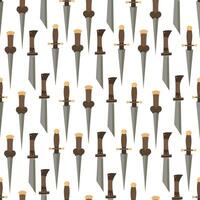 Seamless pattern with medieval daggers. Hand drawn flat style illustration for textile, wrapping paper, projects in a historical or fantasy theme vector