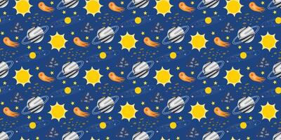 Solar system background with planets, meteorites, stars and star dust vector