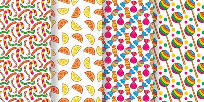 Candy treats seamless pattern set vector