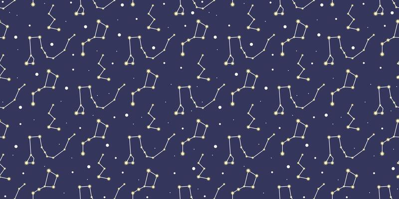 Constellations in the night sky seamless pattern