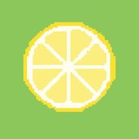pixel art half lemon fruit icon vector