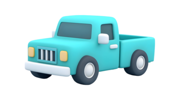 Digital rendering of a light teal pickup truck isolated on transparent background. png