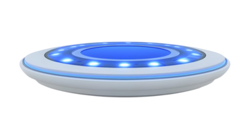 Circular platform with illuminated rings of light, isolated on transparent background. png