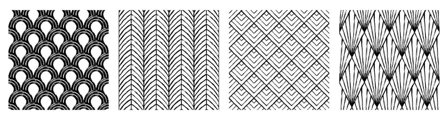 Beauty Contemporary printable seamless pattern with abstract line, dot, shape brush stroke in black and white colors. Boho background in minimalist style Illustration for wallpaper fabric
