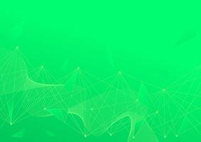 Green background with flowing lines and connection points vector