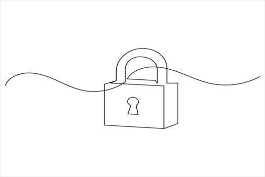 Minimalist padlock icon in single continuous line drawing style for privacy or password concepts vector