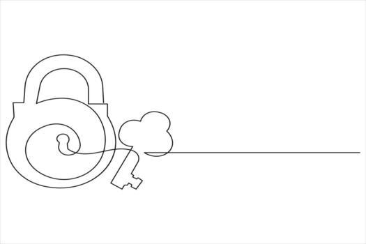 Abstract single line padlock icon security lock symbol minimal stroke outline representation vector